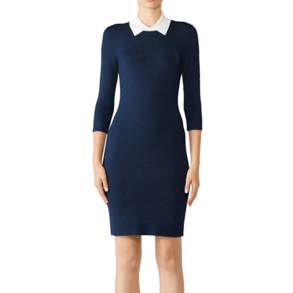 Trina Turk Navy Blue Mini Dress with White Collar